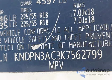 2019 Kia Sportage Ex from USA, damaged, VIN KNDPN3AC3K7562799